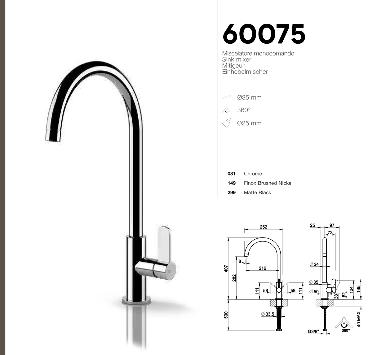 Technical Drawing - Gessi 60075