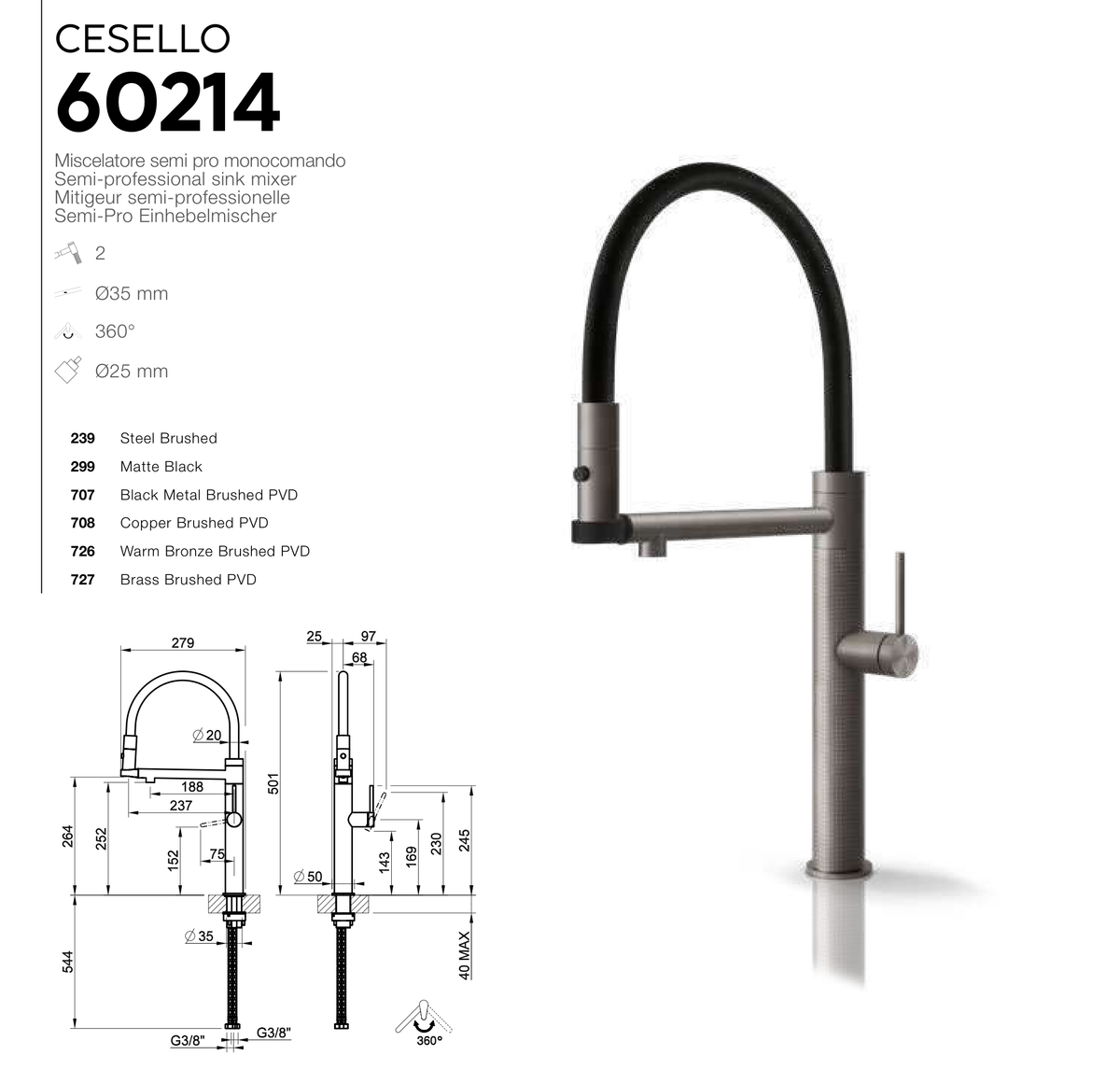 Technical Drawing - Gessi 60214