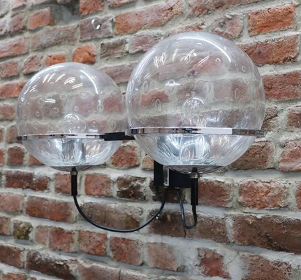 GET Double Ball Wall Sconces in Glass & Chrome at Frank Ligtelijn, 1960s, Set of 2-DEK-932409