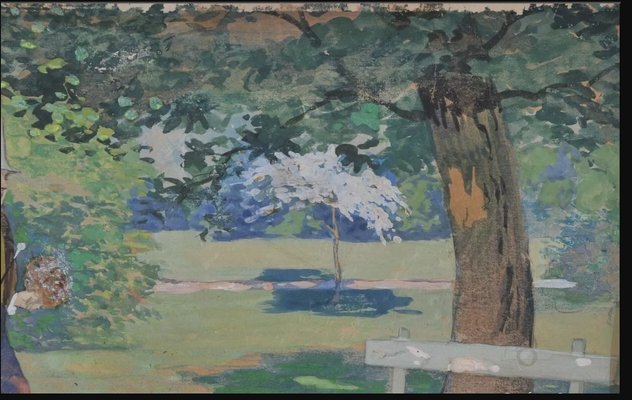 Géza Farago, Young Couple in the Park, Watercolor, 1890s-1910s-QOR-2023395