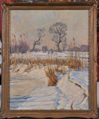 Géza Kádár, Winter Landscape, 20th Century, Oil on Canvas-QOR-2022596