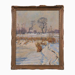 Géza Kádár, Winter Landscape, 20th Century, Oil on Canvas-QOR-2022596