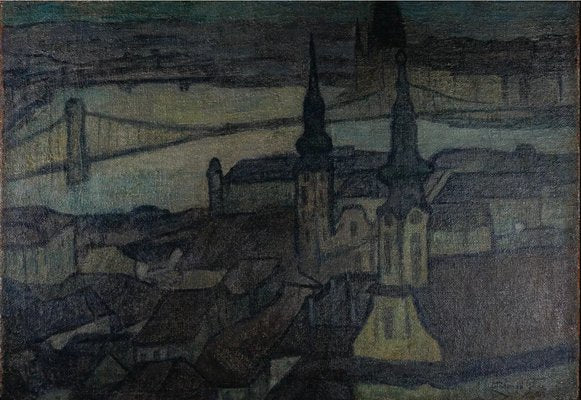 Géza Záhonyi, Budapest, Tabán, 1915, Oil on Canvas-QOR-2022804