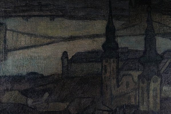 Géza Záhonyi, Budapest, Tabán, 1915, Oil on Canvas-QOR-2022804