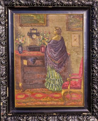 Geza Zahonyi, Woman in Dress, Oil on Canvas, 20th Century-QOR-2023571