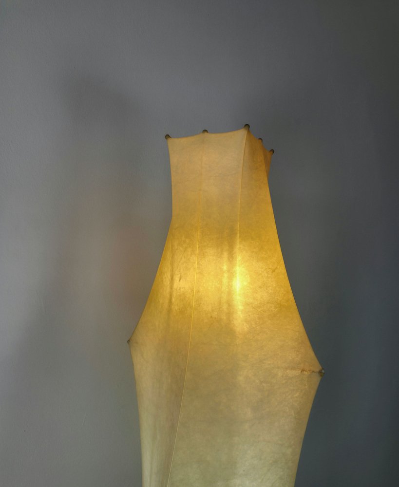 Ghost Floor Lamp in Cocoon and Steel by Tobia & Afra Scarpa for Flos, Italy, 1960s