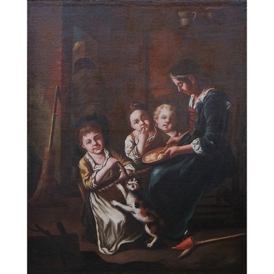 Giacomo Francesco Cipper Known as Il Todeschini, Family Scene, 1600s-1700s, Oil on Canvas, Framed-BEW-2042875