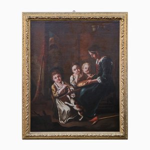 Giacomo Francesco Cipper Known as Il Todeschini, Family Scene, 1600s-1700s, Oil on Canvas, Framed-BEW-2042875