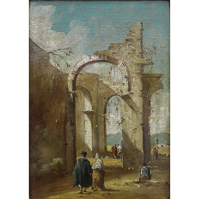 Giacomo Guardi, Capriccio with Roman Arches, 1700s-1800s, Oil on Canvas-BEW-2023619