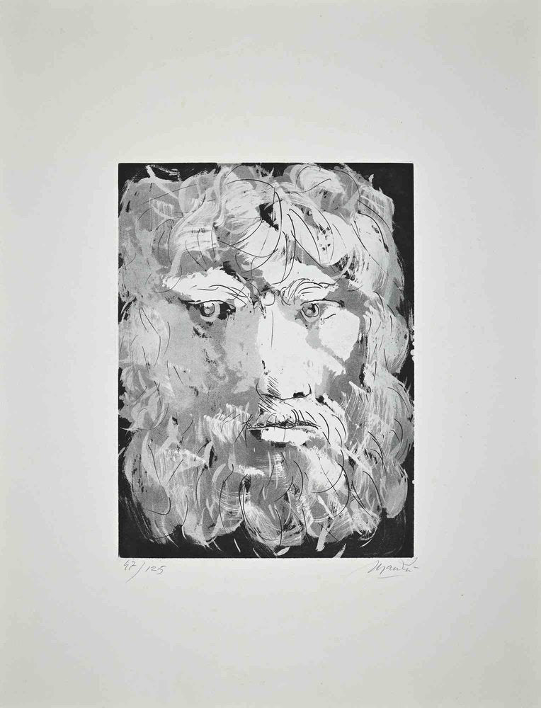 Giacomo Manzú, Portrait of King Oedipus, Etching, 1970