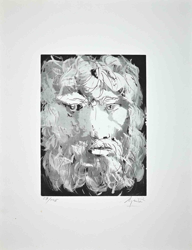 Giacomo Manzú, Portrait of King Oedipus, Etching, 1970