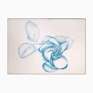 Giacomo Porzano, Blue Rose, Original Etching, 1970s-ZCI-1362652