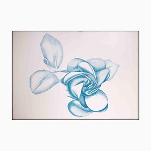 Giacomo Porzano, Blue Rose, Original Etching, 1970s-ZCI-1353488