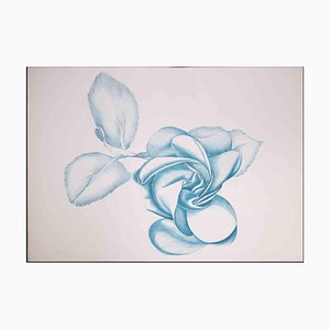 Giacomo Porzano, Blue Rose, Original Etching, 1970s-ZCI-1344749