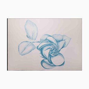 Giacomo Porzano, Blue Rose, Original Etching, 1970s-ZCI-1362699