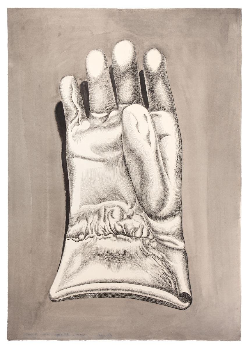 Giacomo Porzano, Glove, Etching on Cardboard, 1972