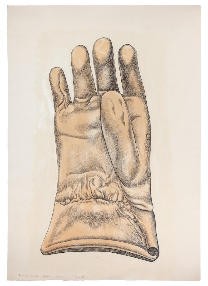 Giacomo Porzano, Glove, Etching on Cardboard, 1972