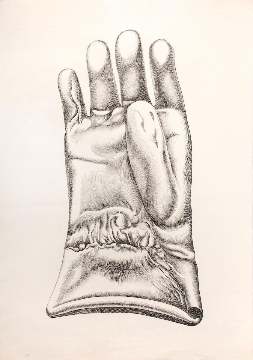 Giacomo Porzano, Glove, Etching on Cardboard, 1972