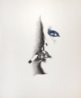 Giacomo Porzano, Smoker in White, 1970s, Etching-ZCI-2018734