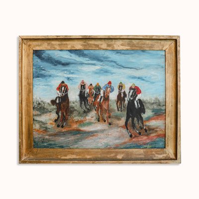 Giacomo Varese, Jockeys in Action, 1800s, Oil on Canvas-YK-2020889