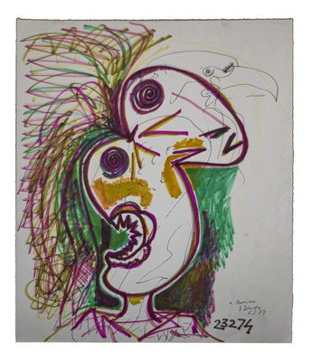 Gianpaolo Berto - Bird-of-Paradise - Original Mixed-Media Drawing - 1974-ZCI-826997