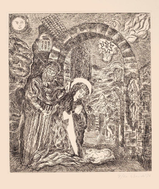 Gianpaolo Berto, Christmas Day, Etching, 1976