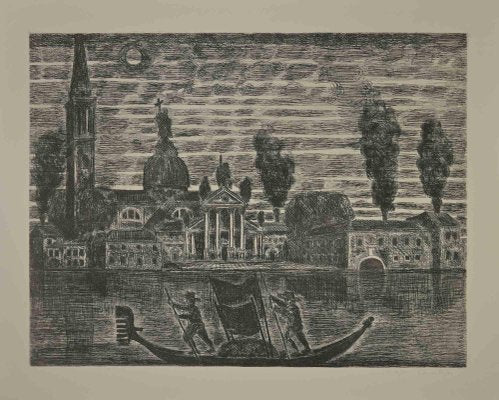 Gianpaolo Berto, Gondoliers in Venice, Etching, 1974-ZCI-2029964