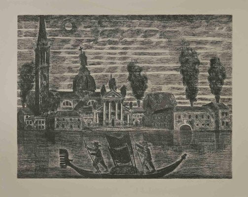 Gianpaolo Berto, Gondoliers in Venice, Etching, 1974-ZCI-2029533