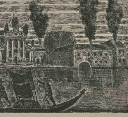 Gianpaolo Berto, Gondoliers in Venice, Etching, 1974-ZCI-2029528