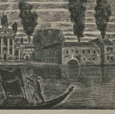 Gianpaolo Berto, Gondoliers in Venice, Etching, 1974-ZCI-2029534