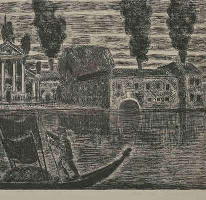 Gianpaolo Berto, Gondoliers in Venice, Etching, 1974-ZCI-2029533