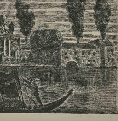 Gianpaolo Berto, Gondoliers in Venice, Etching, 1974-ZCI-2029314