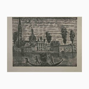 Gianpaolo Berto, Gondoliers in Venice, Etching, 1974-ZCI-2029528