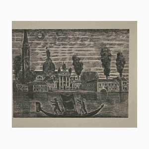 Gianpaolo Berto, Gondoliers in Venice, Etching, 1974-ZCI-2029534