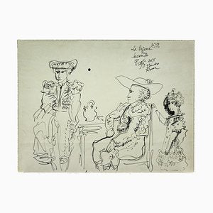 Gianpaolo Berto - Homage to Picasso - Original Ink Drawing - 1974-ZCI-827005