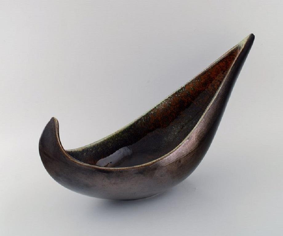 Giant Glazed Stoneware Freeform Bowl by Maxime Fillon, France