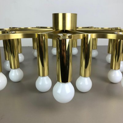 Gigantic Brass 24 Bulb Flush Mount Ceiling Light from Stilnovo, Italy, 1960s-QZ-1079806