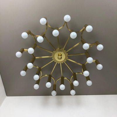 Gigantic Brass 24 Bulb Flush Mount Ceiling Light from Stilnovo, Italy, 1960s-QZ-1079806