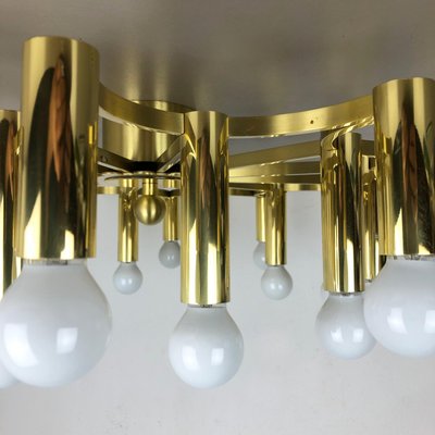 Gigantic Brass 24 Bulb Flush Mount Ceiling Light from Stilnovo, Italy, 1960s-QZ-1079806