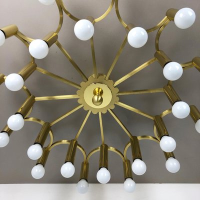 Gigantic Brass 24 Bulb Flush Mount Ceiling Light from Stilnovo, Italy, 1960s-QZ-1079806