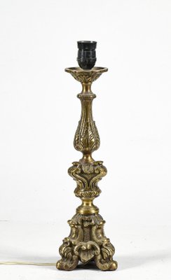 Gilded and Machined Brass Candlestick Table Light, Italy-RAQ-1186766