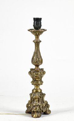 Gilded and Machined Brass Candlestick Table Light, Italy-RAQ-1186766