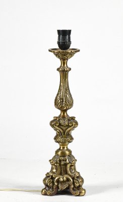 Gilded and Machined Brass Candlestick Table Light, Italy-RAQ-1186766