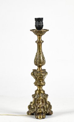 Gilded and Machined Brass Candlestick Table Light, Italy-RAQ-1186766