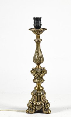 Gilded and Machined Brass Candlestick Table Light, Italy-RAQ-1186766