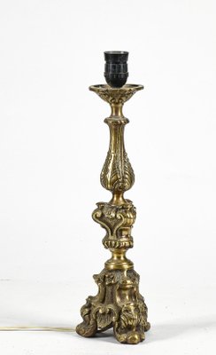 Gilded and Machined Brass Candlestick Table Light, Italy-RAQ-1186766