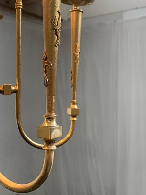 Gilded and Worked Brass Ceiling Lamp, 1950s-IJR-666575