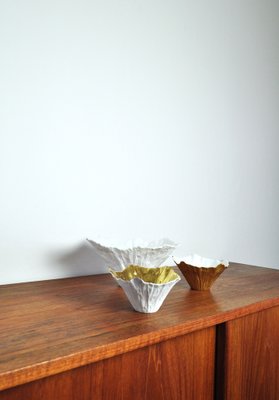 Gilded Bowls in White Porcelain by Violise Lunn for Royal Copenhagen, Set of 3-HPQ-1320128