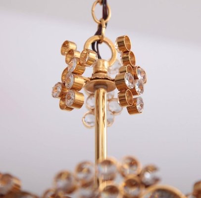 Gilded Brass and Crystal Glass Encrusted Chandelier from Palwa, 1960s-VLZ-631896