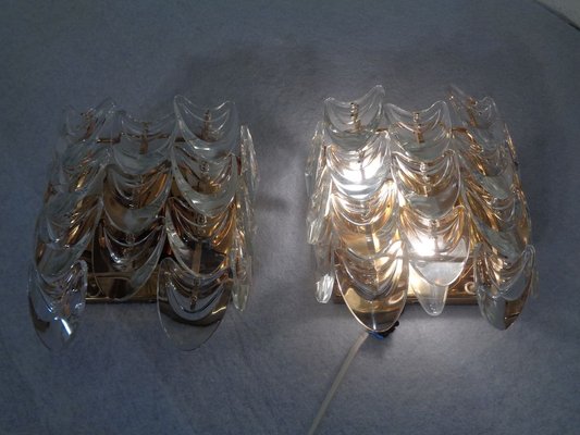 Gilded Brass and Crystal Glass Sconces by Ernst Palme for Palwa, 1960s, Set of 2-RDW-692802